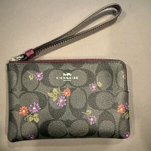 Coach Wristlet with Purple and Red Floral Design